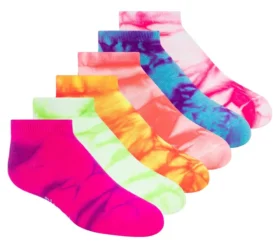 Confezione da 6 paia di calze alla moda Tie Dye per bambine