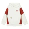Felpa con cappuccio a blocchi di colore “White Red”