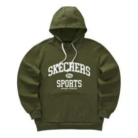 Felpa con cappuccio casual con stampa a lettere “Green White”