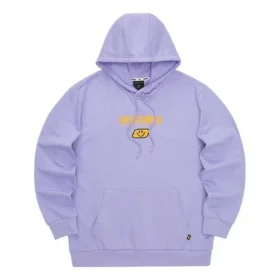 Felpa con cappuccio con stampa di lettere della serie Colorful Casual “Viola Giallo”