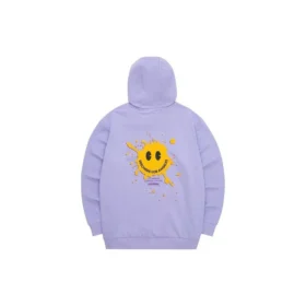 Felpa con cappuccio con stampa di lettere della serie Colorful Casual “Viola Giallo”