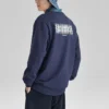 Felpa con collo a giro della serie Casual Colorful “Navy White”