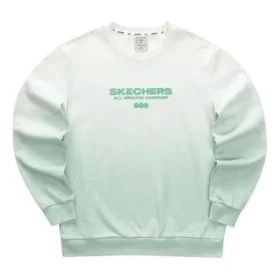 Felpa con scollo rotondo e lettere sfumate “Green White”