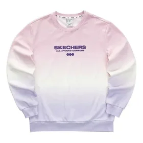 Felpa con scollo rotondo e lettere sfumate “Purple Pink White”