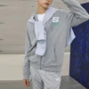 Giacca con cappuccio e zip della serie casual colorata “Grey White”