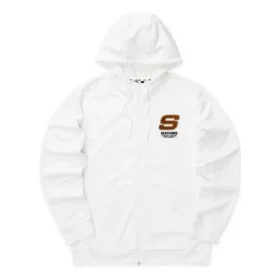 Giacca con cappuccio e zip della serie Colorful Casual “Bianco Rosso”