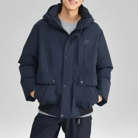 Giacca in piuma con cappuccio, Waterproof e calda della serie Lifestyle “Nera”
