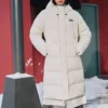 Giacca in piuma lunga casual con cappuccio “White”