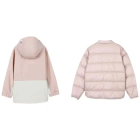 Giacca reversibile con cappuccio e zip a blocchi di colore “Rosa Bianco”