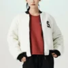 Giacca reversibile con zip e stampa logo “Bianco Nero”