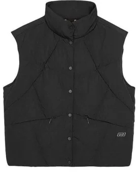 Gilet in piuma con cappuccio e collo alto “Black Blue White”