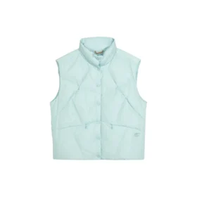 Gilet in piuma con cappuccio e collo alto “Black Blue White”