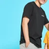 Maglia stampata a maniche corte stile coppia Nero