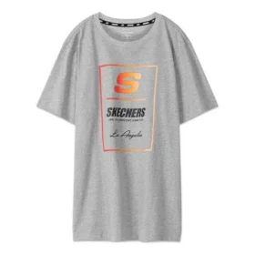 Maglietta a maniche corte in maglia Skechers da uomo con stampa LOGO a colori contrastanti Grigio