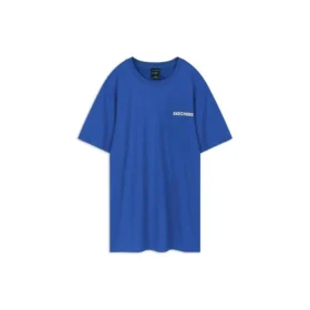 Maglietta blu a maniche corte in maglia stampata