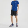 Maglietta blu a maniche corte in maglia stampata