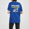 Maglietta blu a maniche corte in maglia stampata