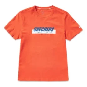 Maglietta Skechers da uomo a maniche corte con stampa, arancione e rosso