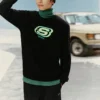 Maglione Brand Crew della serie Colorful Casual “Black Green”