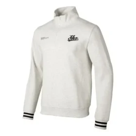 Maglione casual con collo rotondo e mezza zip “White Black”