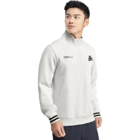 Maglione casual con collo rotondo e mezza zip “White Black”