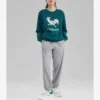 Maglione casual con stampa “Green White”