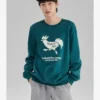Maglione casual con stampa “Green White”