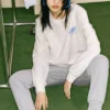 Maglione con cappuccio della serie Casual Colorata “Bianco Verde”