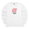 Maglione con scollo rotondo e lettere sportive “White Pink”