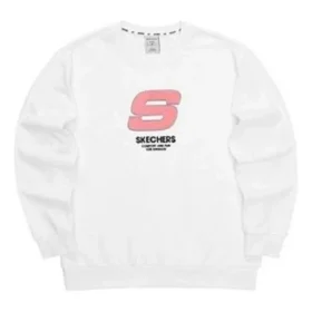 Maglione con scollo rotondo e lettere sportive “White Pink”