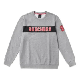 Maglione da uomo Skechers in maglia con stampa Alphabet, grigio