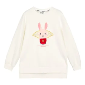Maglione girocollo con stampa della serie CNY “Bianco Rosso”
