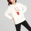 Maglione girocollo con stampa della serie CNY “Bianco Rosso”