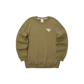Maglione girocollo con stampa di lettere “Verde oliva Bianco”