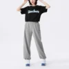 Pantaloni casual dritti con logo “Grigio”