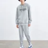 Pantaloni sportivi affusolati e caldi con fodera in pile e lettere “Black Grey”