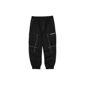 Pantaloni sportivi in maglia con elastico intrecciato in vita media “Nero”