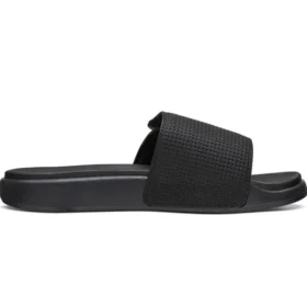 Pantofole sportive con tacco piatto e chiusura in velcro, nero
