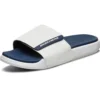 Pantofole sportive da esterno con tacco basso e chiusura in velcro, bianco e blu