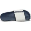 Pantofole sportive da esterno con tacco basso e chiusura in velcro, bianco e blu