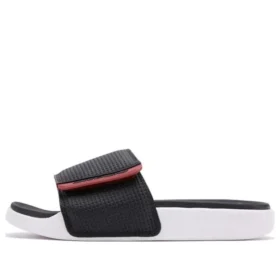 Pantofole sportive eleganti con tacco basso e chiusura in velcro Nero Rosso