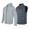 Piumino 3 in 1 con cappuccio in tessuto “Grey Black”