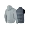 Piumino 3 in 1 con cappuccio in tessuto “Grey Black”