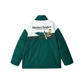 Piumino con zip e stampa di lettere della serie Sport Lifestyle “Green Tan White”