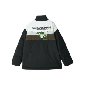 Piumino con zip e stampa “Letter” della serie Sport Lifestyle “Nero Bianco Verde”