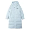 Piumino lungo casual con cappuccio “Blue”