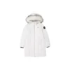 Piumino lungo con cappuccio in pelliccia e coulisse in vita “Black White”