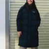Piumino lungo con logo BASIC stampato “Black”