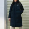 Piumino lungo con logo BASIC stampato “Black”