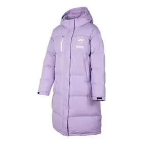 Piumino lungo con stampa a lettere “Purple”